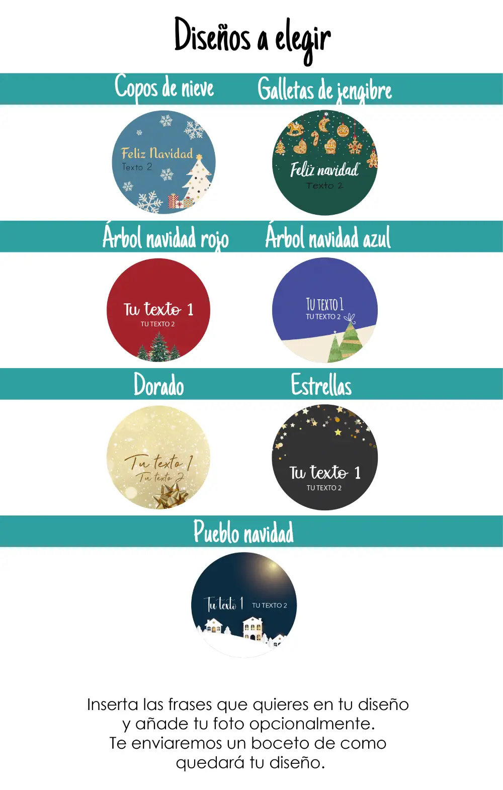 size chart diseños redondos navidad